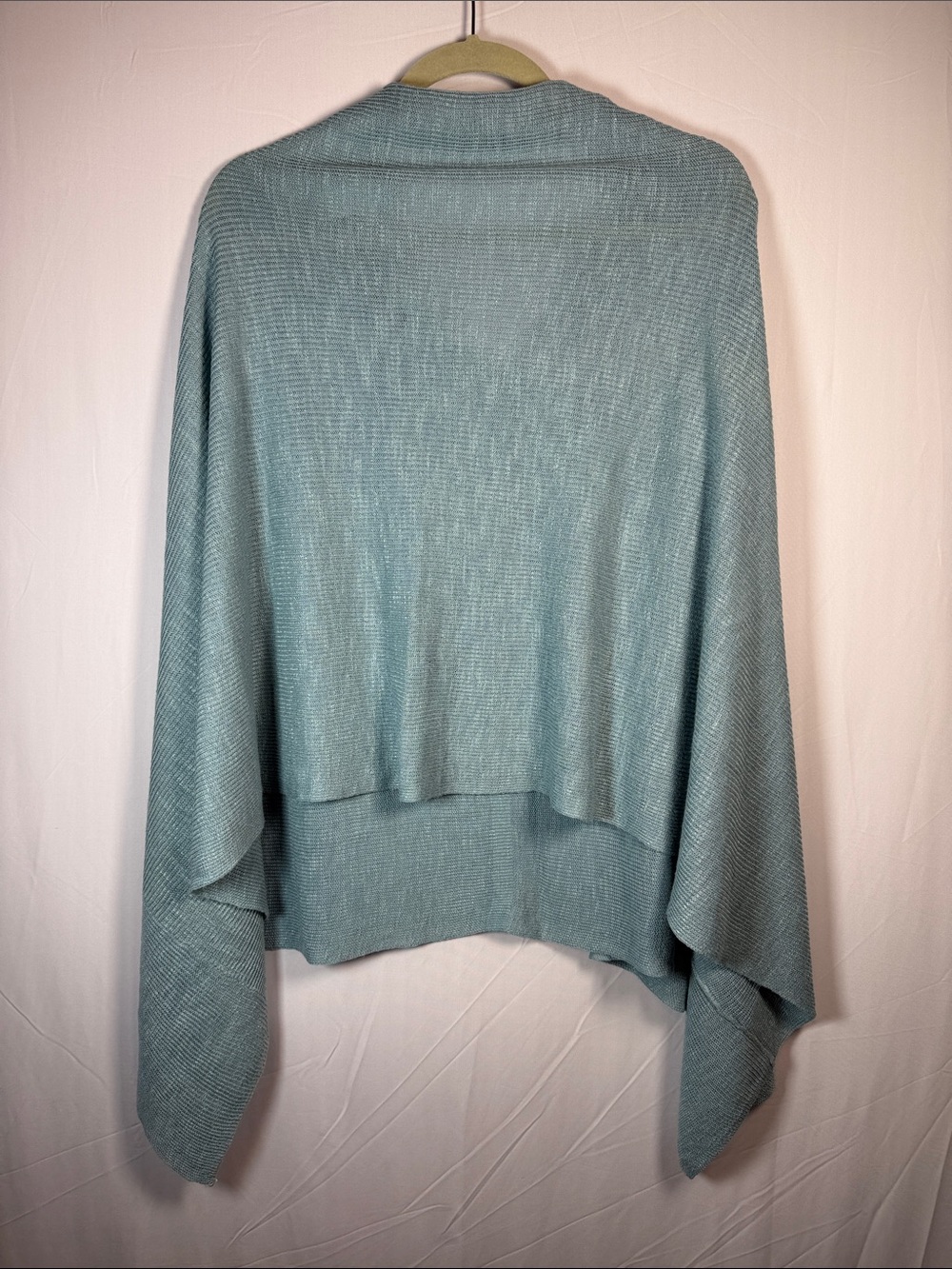 J. Jill Light Teal Knit Poncho Wrap Linen Rayon Scarf - Picture 4 of 7